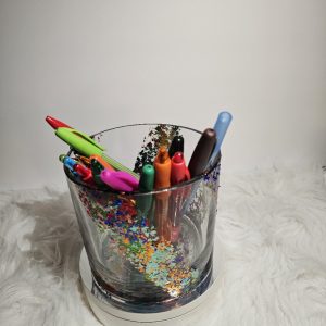 Vibrant Autism Awareness Speckled Glass Vase & Holder