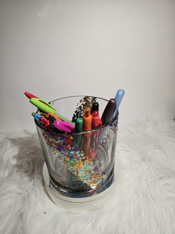 Vibrant Autism Awareness Speckled Glass Vase & Holder